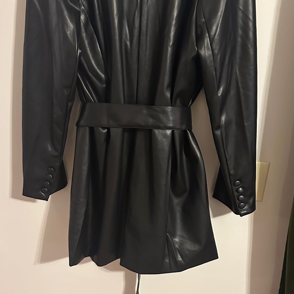 Nasty Gal Black Leather Look Jacket - Picture 6 of 11